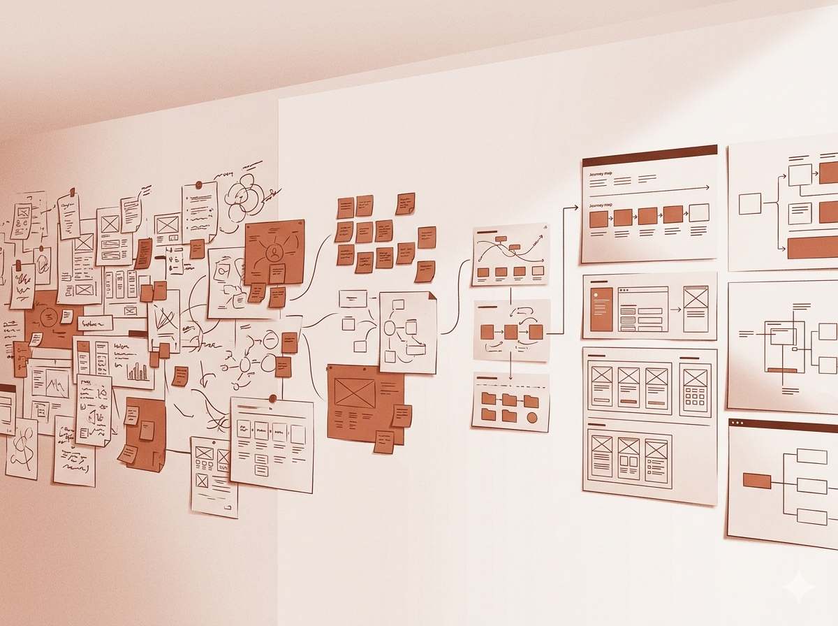 UX & Research — abstract terracotta illustration