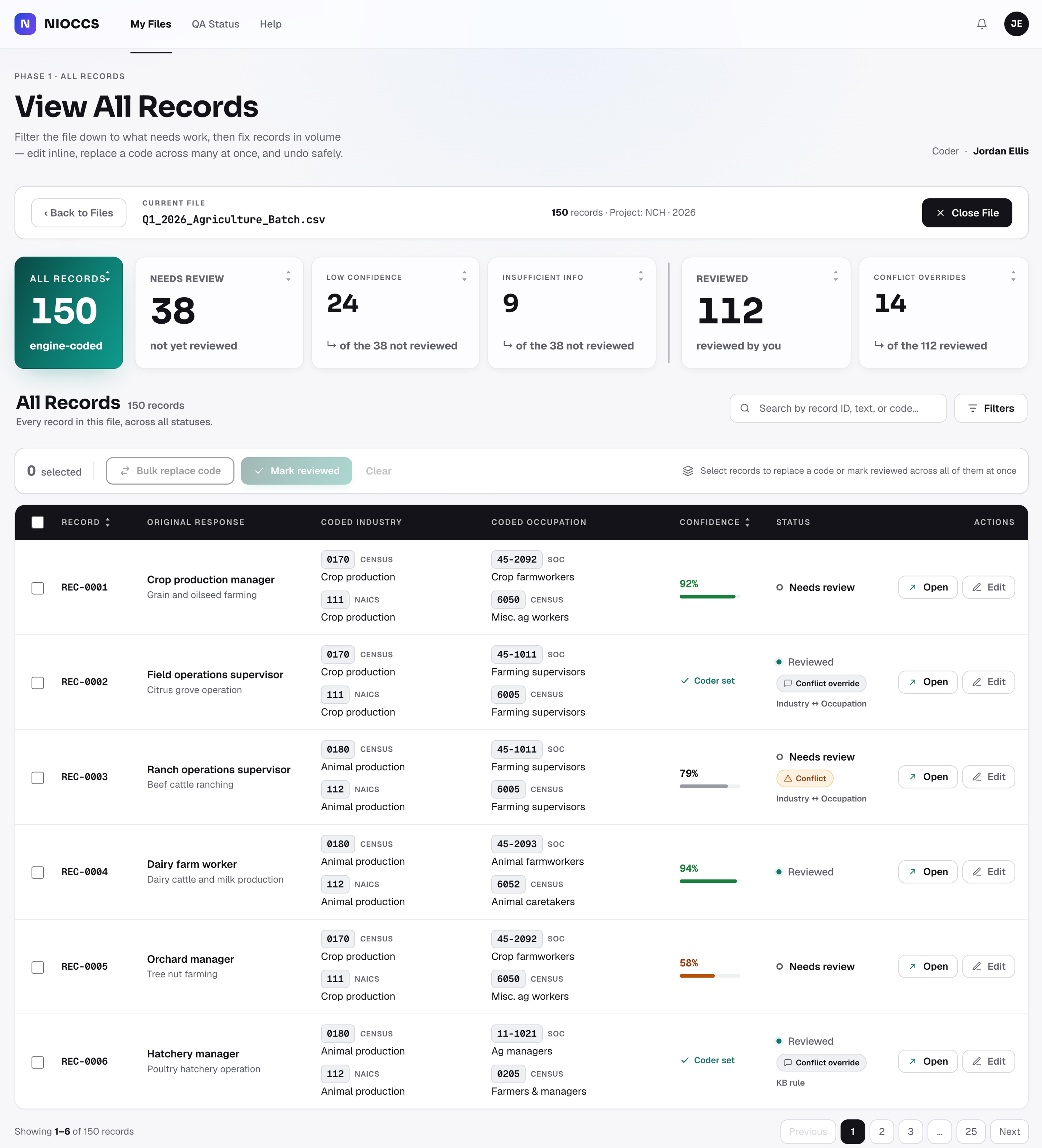 View All - every record in the file in one scannable, file-level table