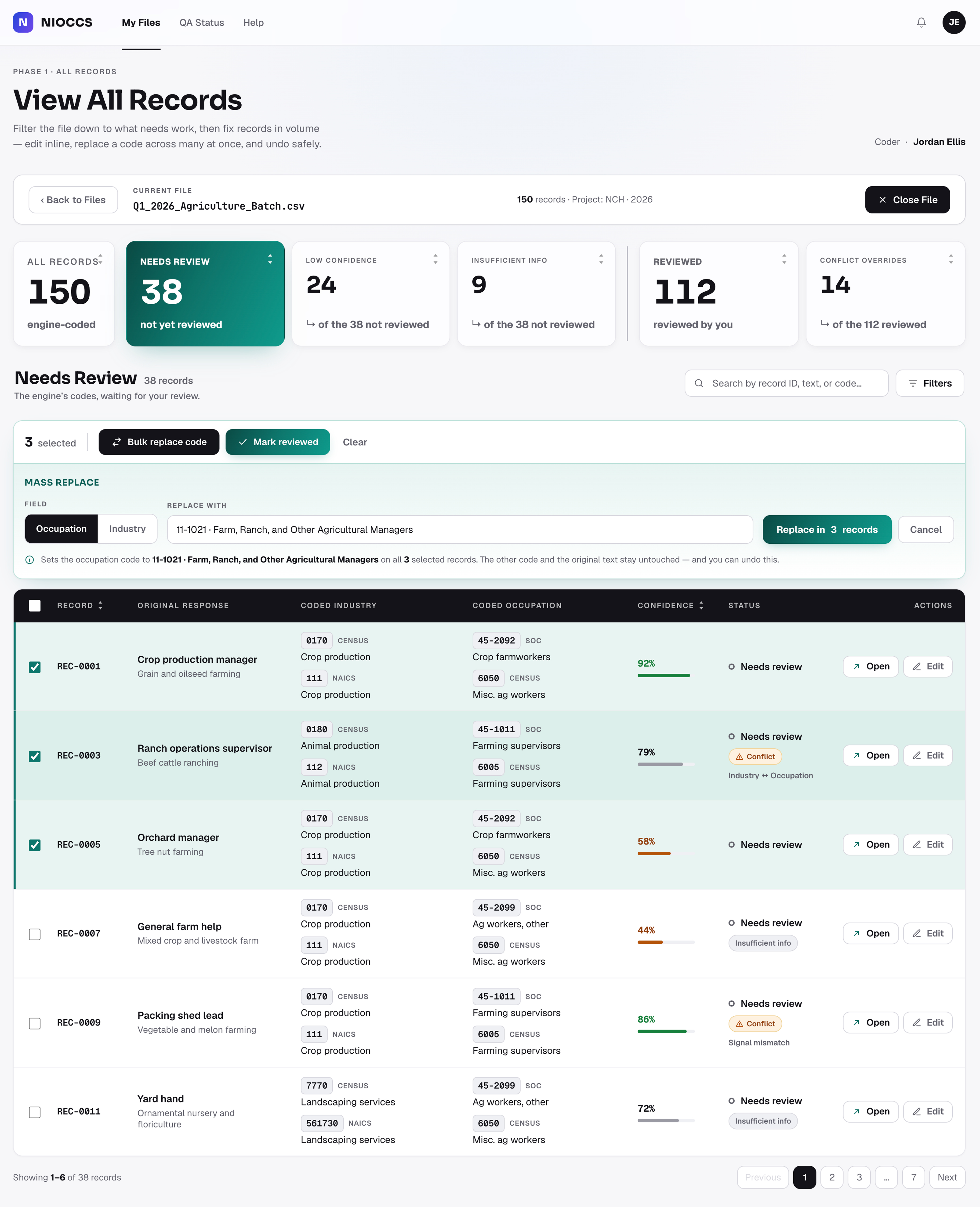 View All - applying a safe bulk correction across multiple selected records