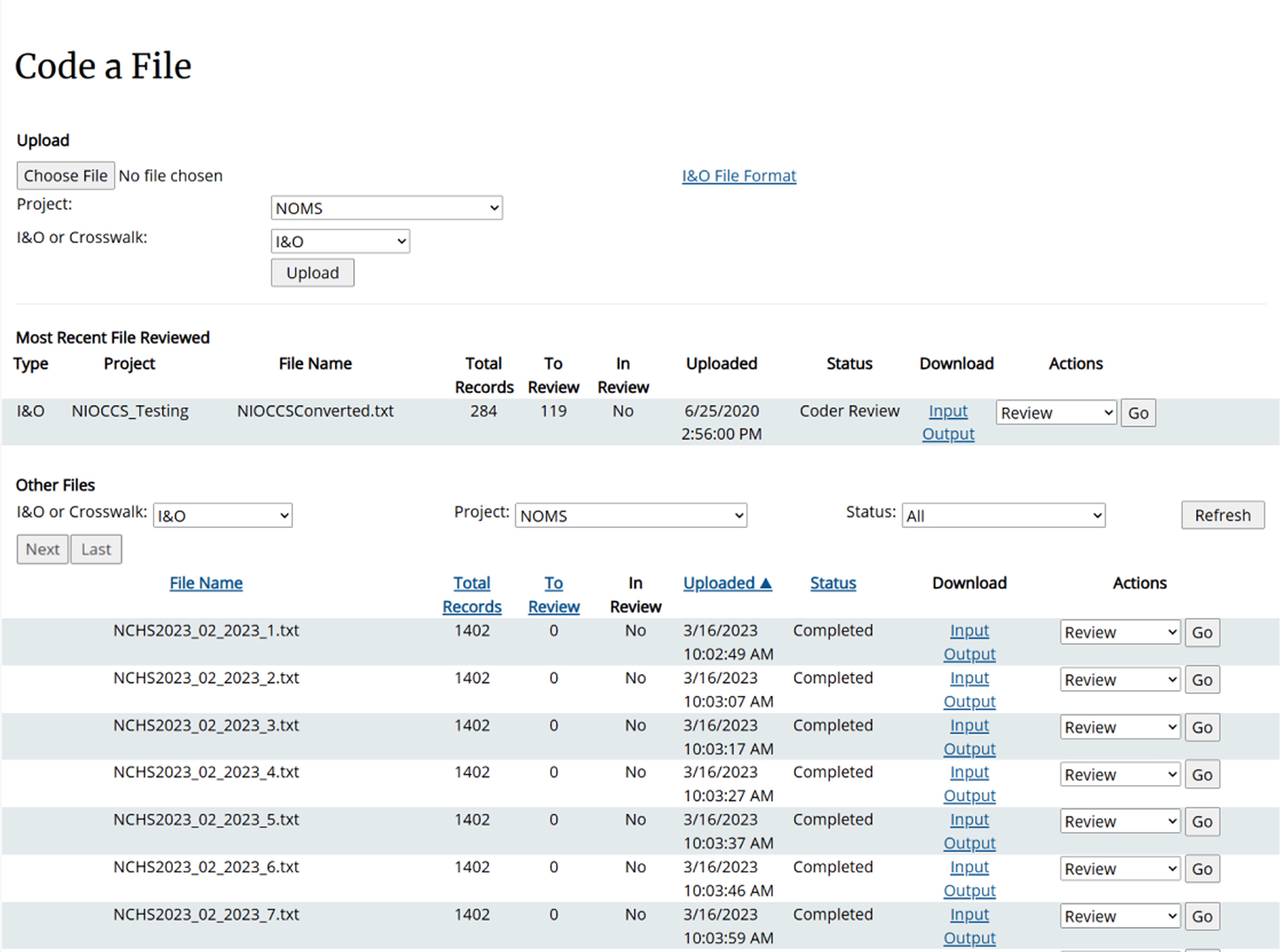 Before - the original cluttered main page, file status buried in a passive table
