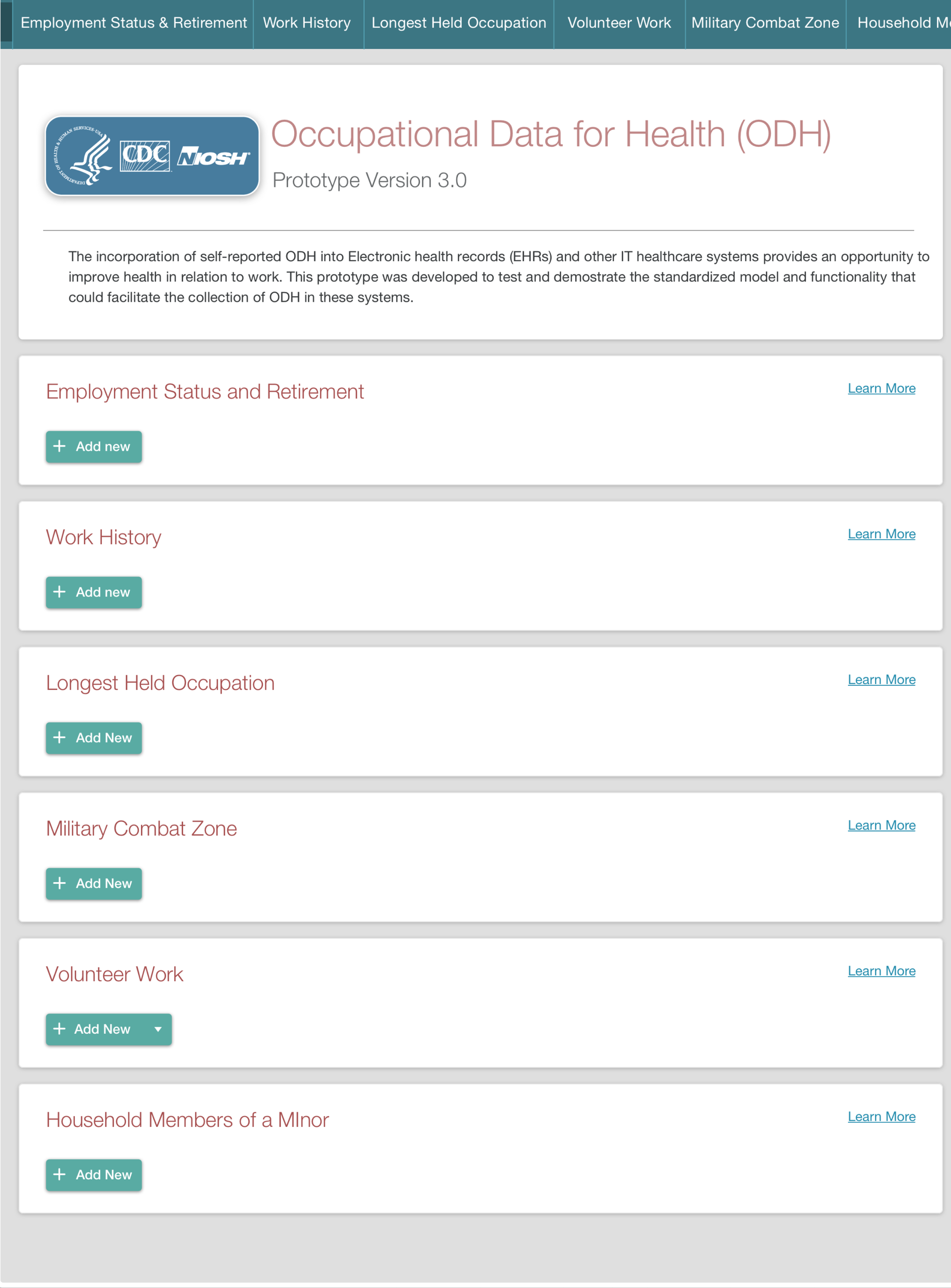 Patient Work Summary in its empty starting state, showing all sections ready to fill
