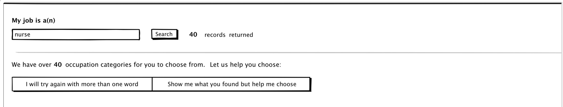 Lo-fi - search returns a match count and offers to help you choose