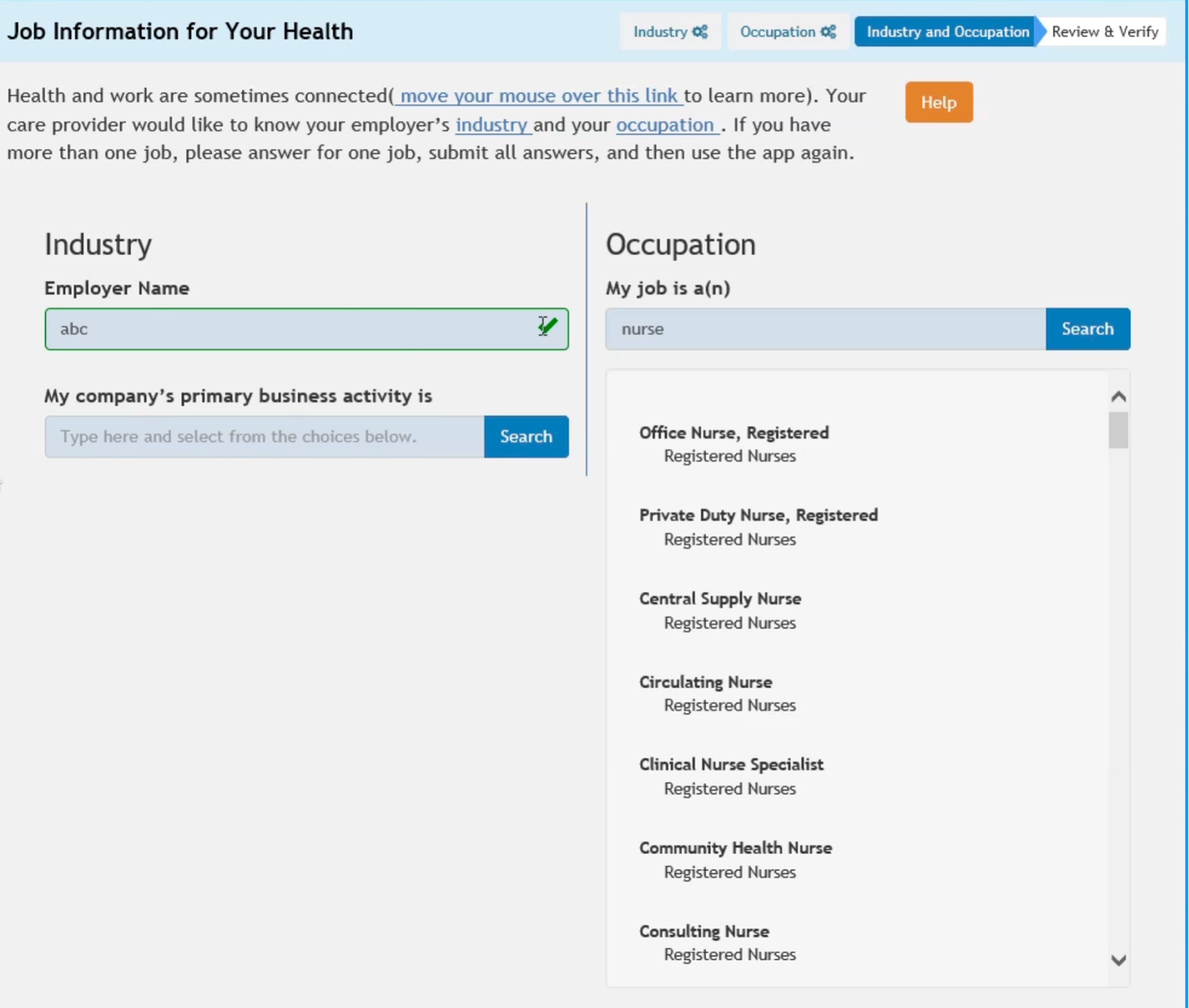 Before: searching "nurse" returns a long, unstructured dropdown of results